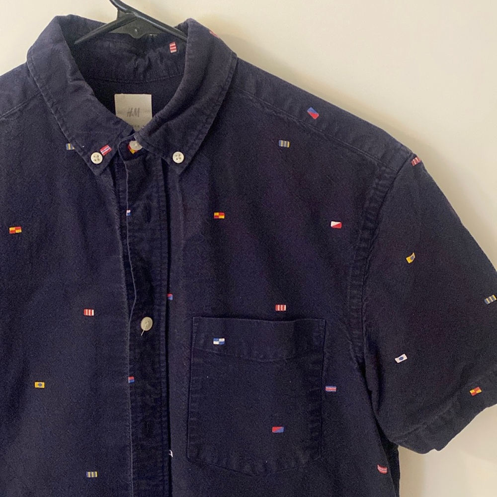 H&M flag print button-down